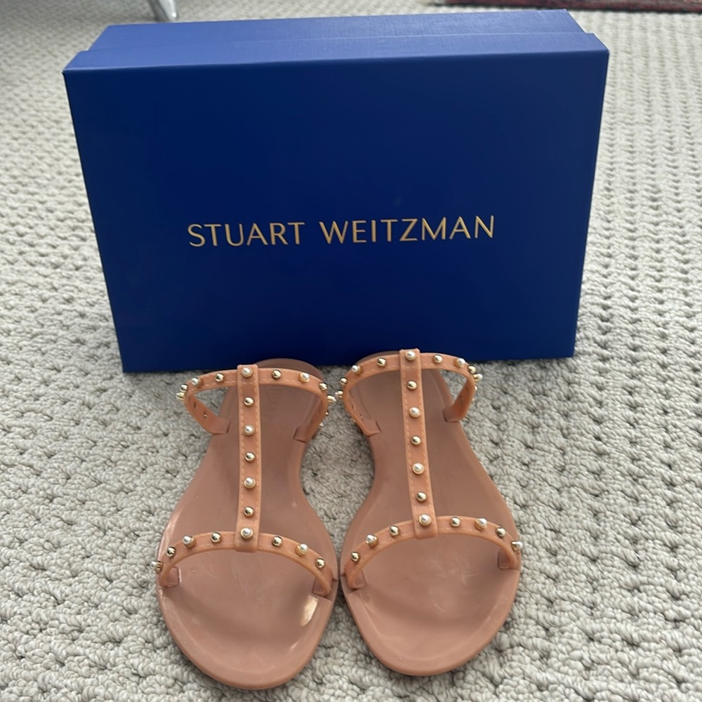 Stuart Weitzman Mellie Pearlstud Jelly Sandals